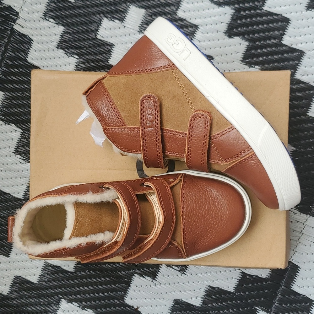 New Ugg Rennon Leather/Suede Unisex Fur Lined High Top Velcro Fashion Sneaker 11 - Picture 3 of 12
